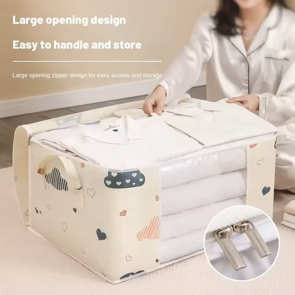 Large Capacity Clothes Storage Bag Foldable Organizer With Zipper And Handles 4