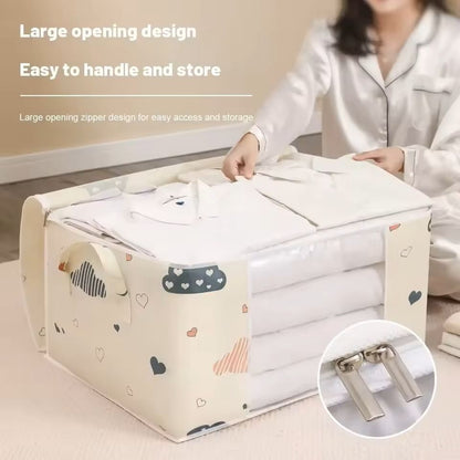 Large Capacity Clothes Storage Bag Foldable Organizer With Zipper And Handles 4