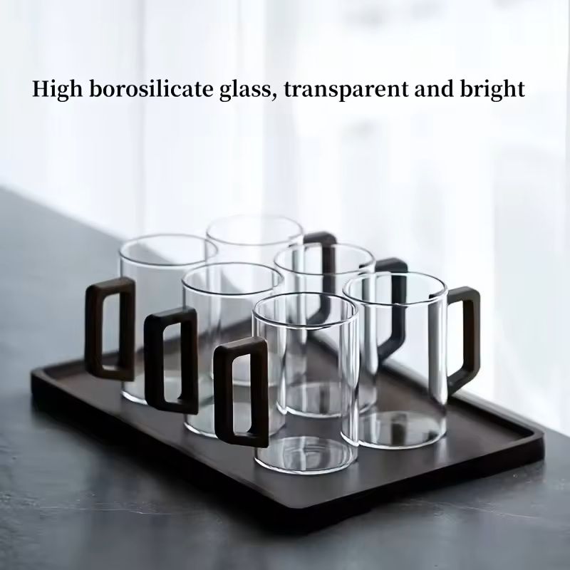 400ml HeatResistant Glass Mug With Walnut Handle 4
