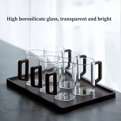 400ml HeatResistant Glass Mug With Walnut Handle 4