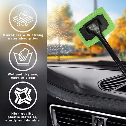 Car Windshield Cleaning Brush Kit With Microfiber Cloth And Long Handle 1