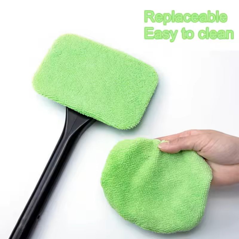 Car Windshield Cleaning Brush Kit With Microfiber Cloth And Long Handle 2