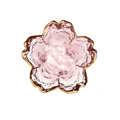 Japanese Style Glass Dessert Plates With Golden Rim  Mini Sakura Bowls 5