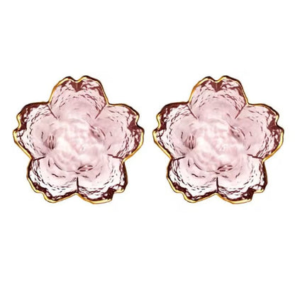 Japanese Style Glass Dessert Plates With Golden Rim  Mini Sakura Bowls 6