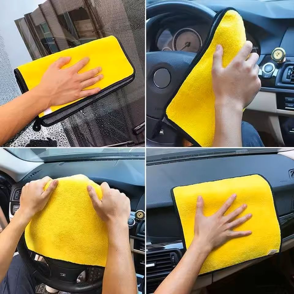 Microfiber Car Wash Towels Set  Soft Hemmed Detailing Cloths 1