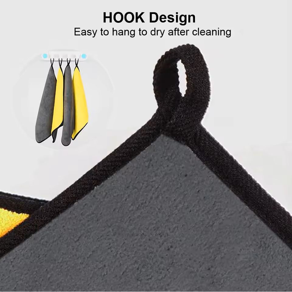 Microfiber Car Wash Towels Set  Soft Hemmed Detailing Cloths 5
