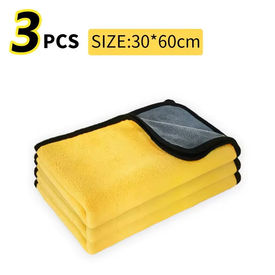 Microfiber Car Wash Towels Set  Soft Hemmed Detailing Cloths 9