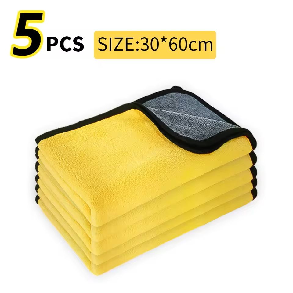 Microfiber Car Wash Towels Set  Soft Hemmed Detailing Cloths 10