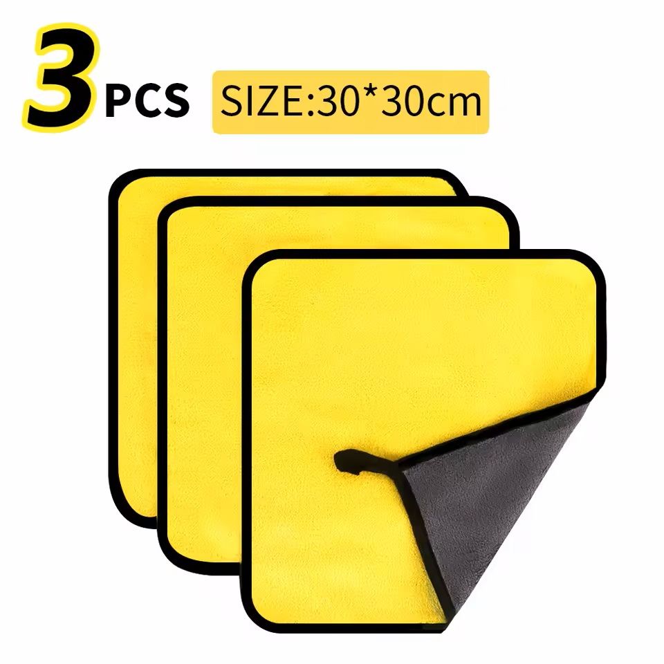 Microfiber Car Wash Towels Set  Soft Hemmed Detailing Cloths 6