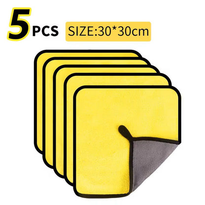 Microfiber Car Wash Towels Set  Soft Hemmed Detailing Cloths 7
