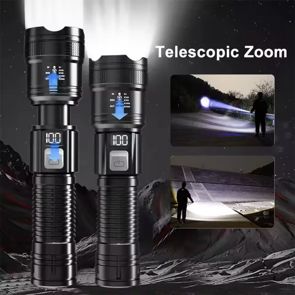 Rechargeable HighPower LED Flashlight With Zoom And Display 2