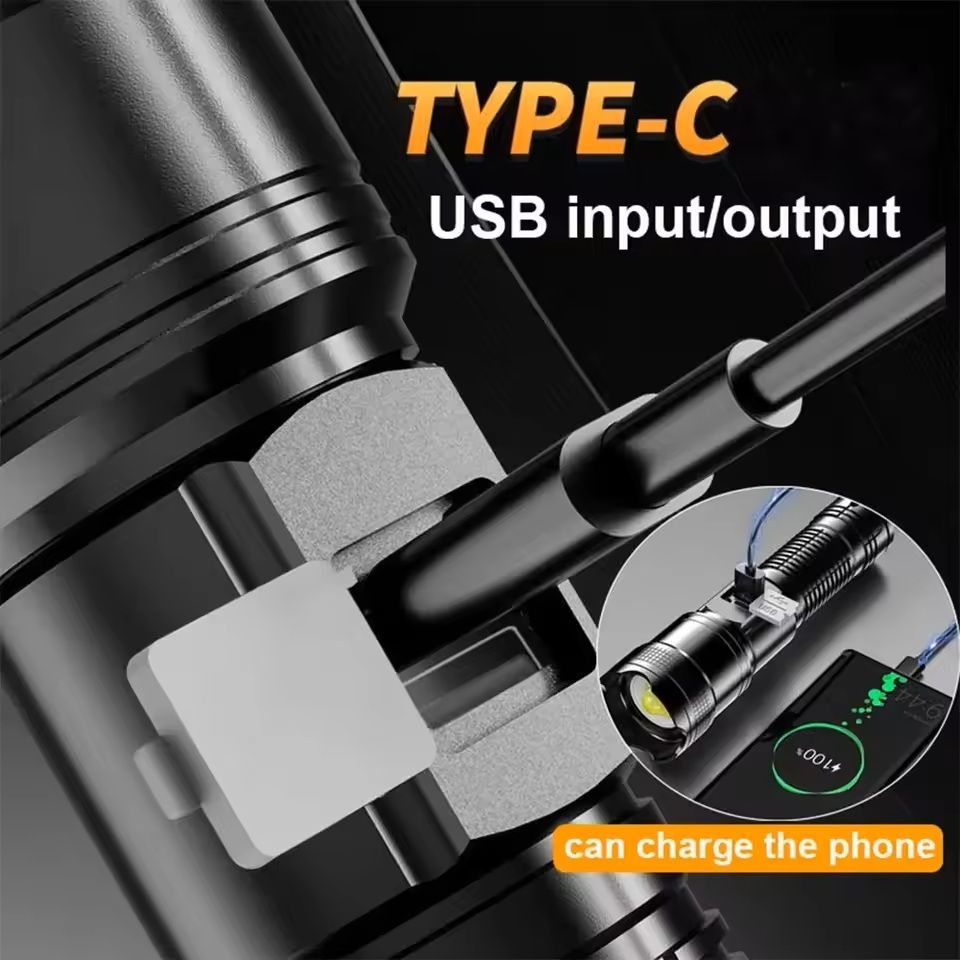 Rechargeable HighPower LED Flashlight With Zoom And Display 3