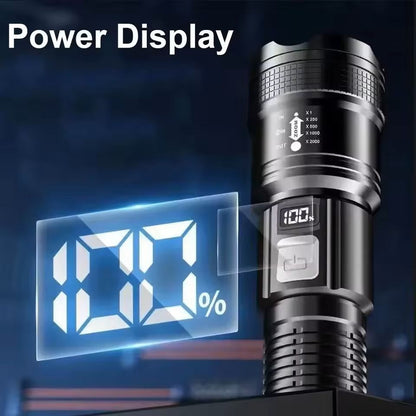 Rechargeable HighPower LED Flashlight With Zoom And Display 4