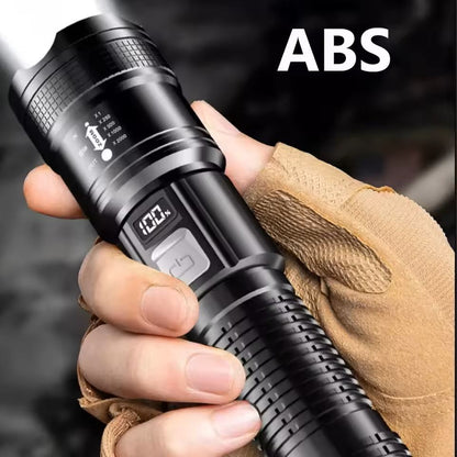 Rechargeable HighPower LED Flashlight With Zoom And Display 5