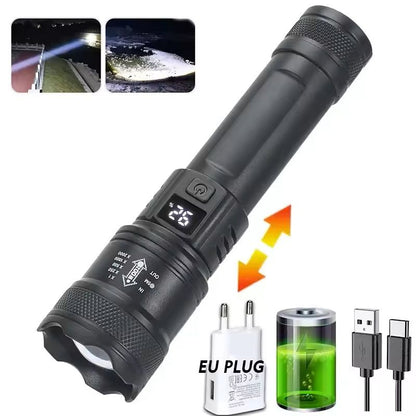 Rechargeable HighPower LED Flashlight With Zoom And Display 6