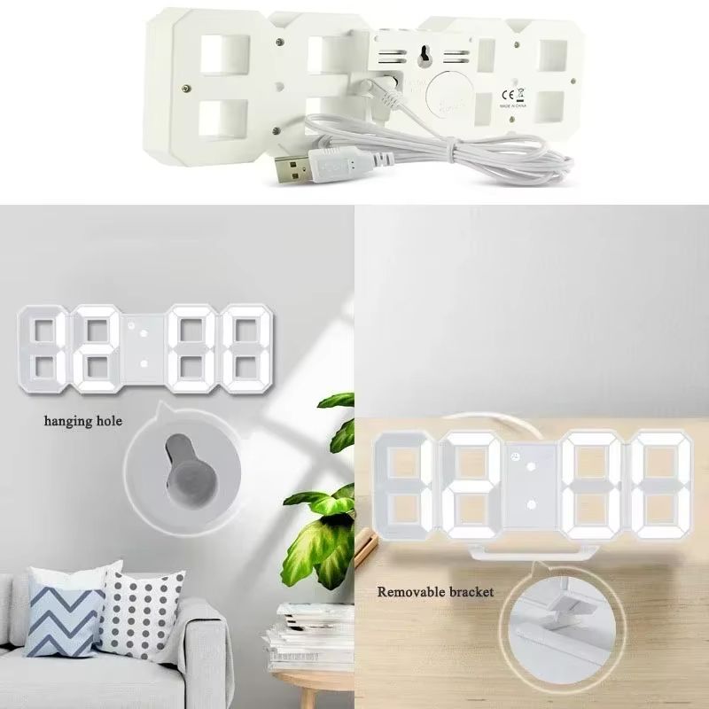 Modern 3D LED Digital Wall Clock With USB Power And Adjustable Brightness For Home Or Office Decor 1