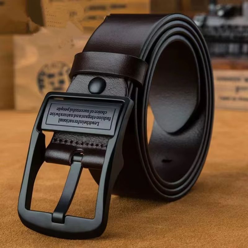 Genuine Leather Cowhide Mens Belt With Metal Alloy Buckle For Casual And Business Wear 1
