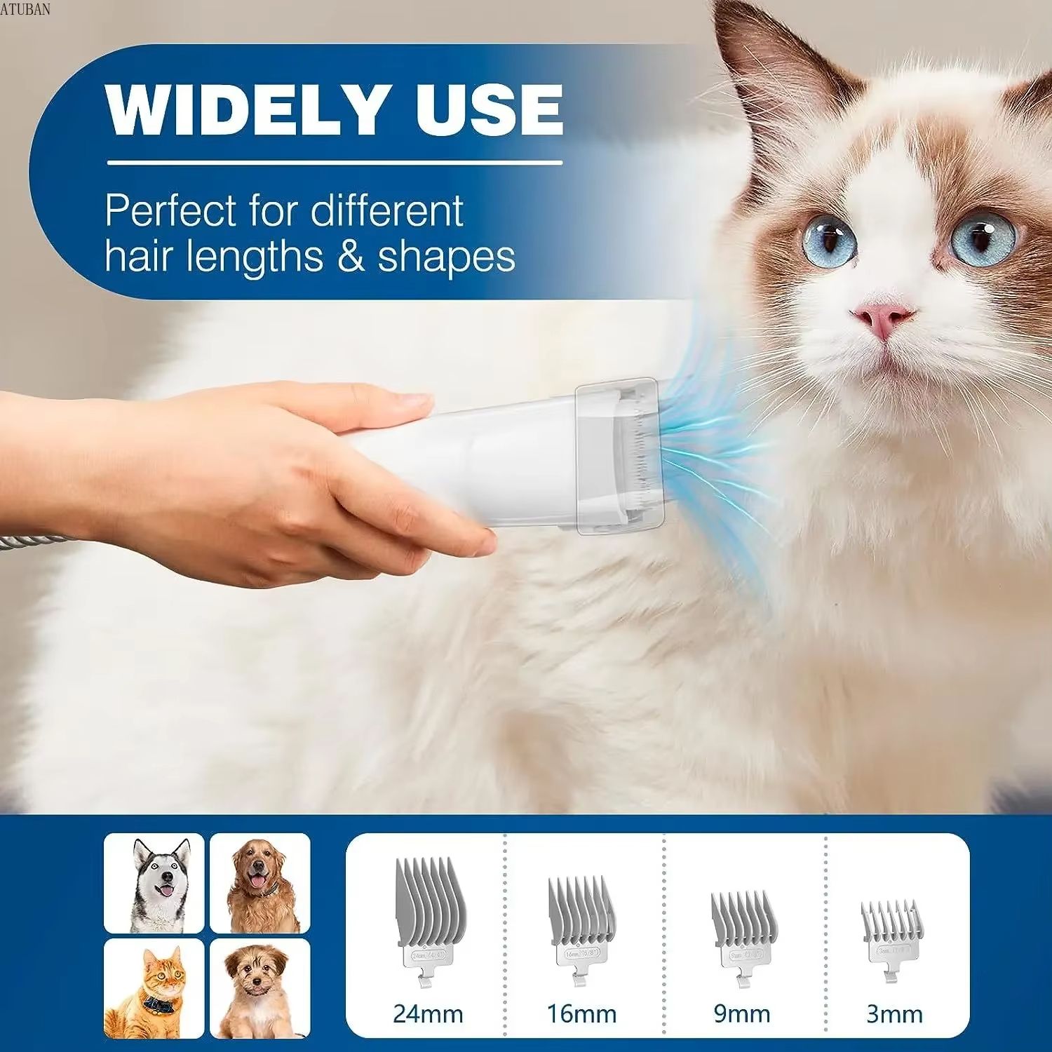 Dog Grooming Vacuum And Pet Hair Cleaner With 23L Dust Cup And Multiple Grooming Tools For Shedding