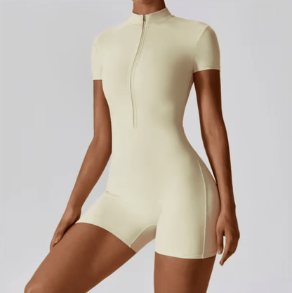 Seamless One Piece Yoga Jumpsuit With Zipper And Stand Collar 1