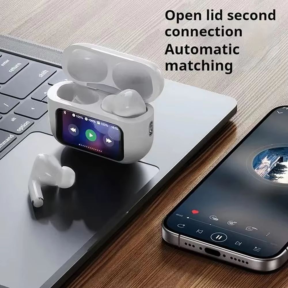 A9Pro Bluetooth Headset With LCD Display  Wireless Noise Cancelling Earbuds With Long Battery Life 2