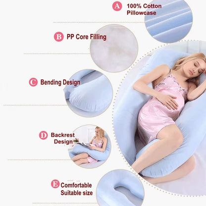 Full Body Maternity Pillow for Sleeping and Nursing – U-Shaped Pregnancy Support Cushion with Removable Cover