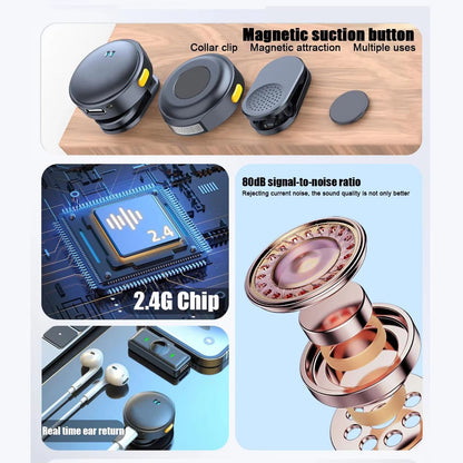 Wireless Magnetic Collar Microphone With Charging Case  Plug  Play 24G Mic For Video Recording  Str 1