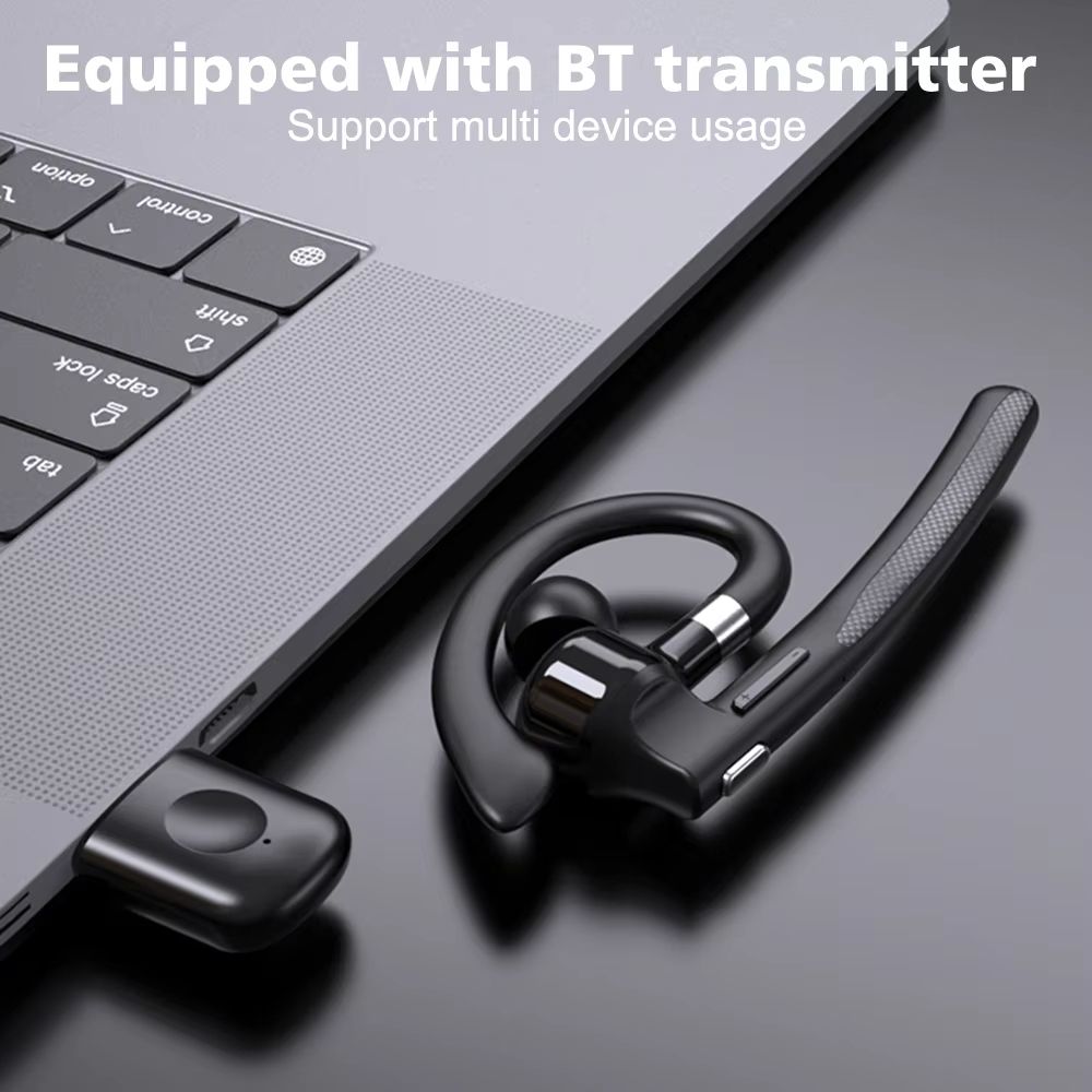 Bluetooth 5.4 Wireless Ear-Hook Headset with Dual Mic & CVC8.0 Noise Cancelling for Hands-Free Driving