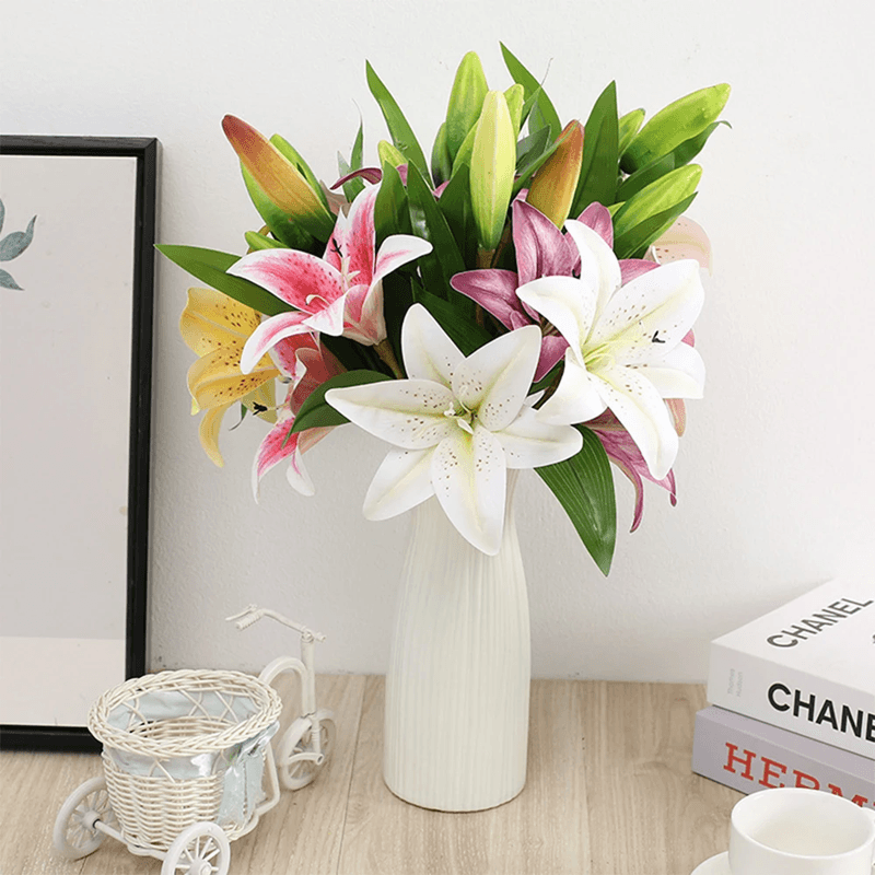 Realistic 3D Printed Artificial Lily Branches for Wedding and Home Decor