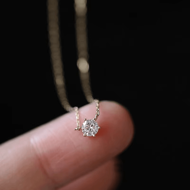 925 Sterling Silver Gold-Plated Zircon Clavicle Necklace