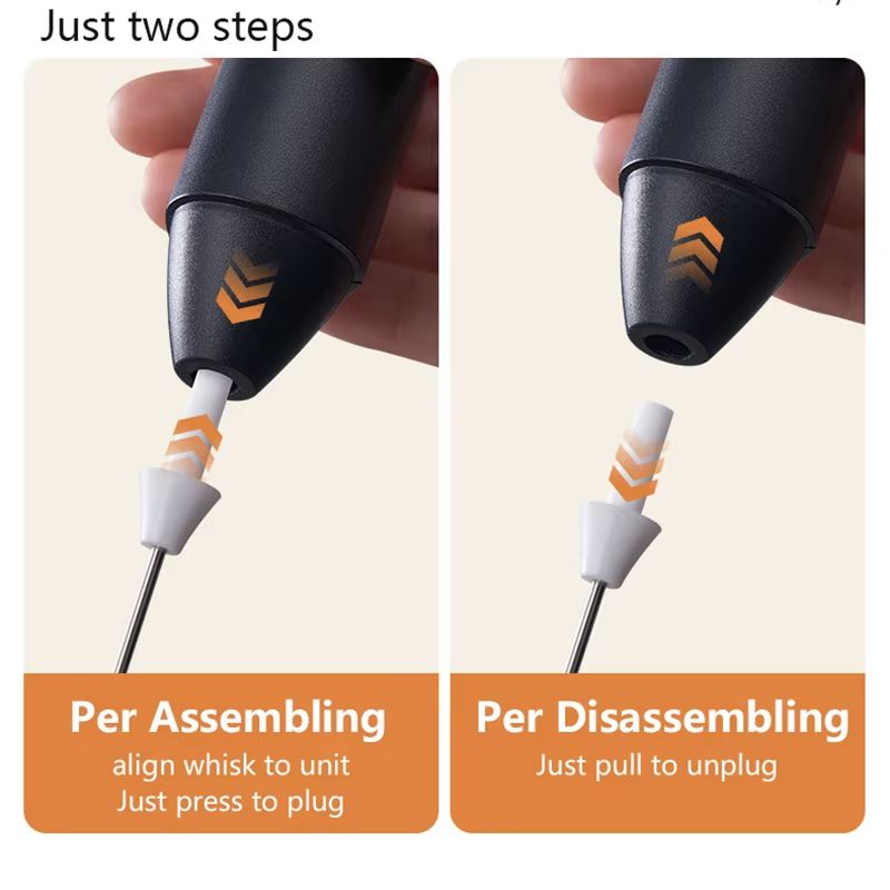 USB Rechargeable Handheld Milk Frother  Mini Milk Frother Wand With 3 Speeds Portable USB Rechargea
