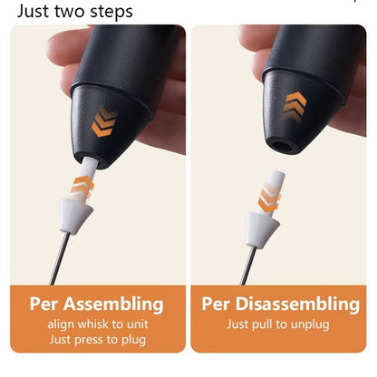 USB Rechargeable Handheld Milk Frother  Mini Milk Frother Wand With 3 Speeds Portable USB Rechargea