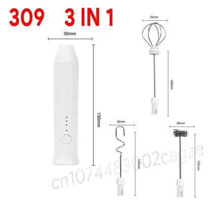 USB Rechargeable Handheld Milk Frother  Mini Milk Frother Wand With 3 Speeds Portable USB Rechargea