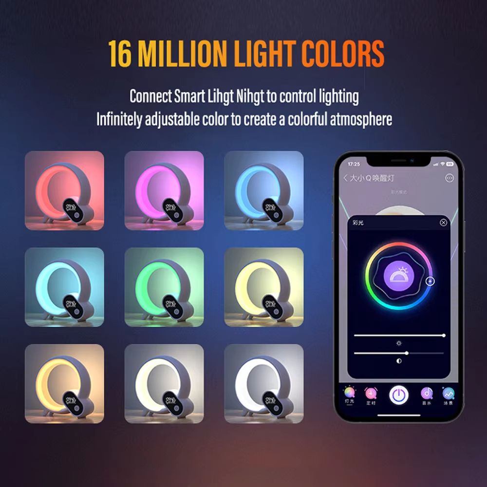Smart LED Sunrise Alarm Clock With Bluetooth Speaker  WakeUp Light White Noise App  Remote Control 1