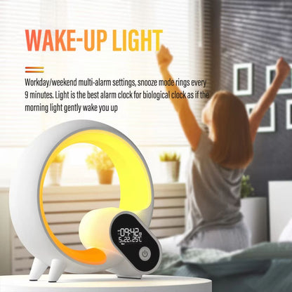 Smart LED Sunrise Alarm Clock With Bluetooth Speaker  WakeUp Light White Noise App  Remote Control 2