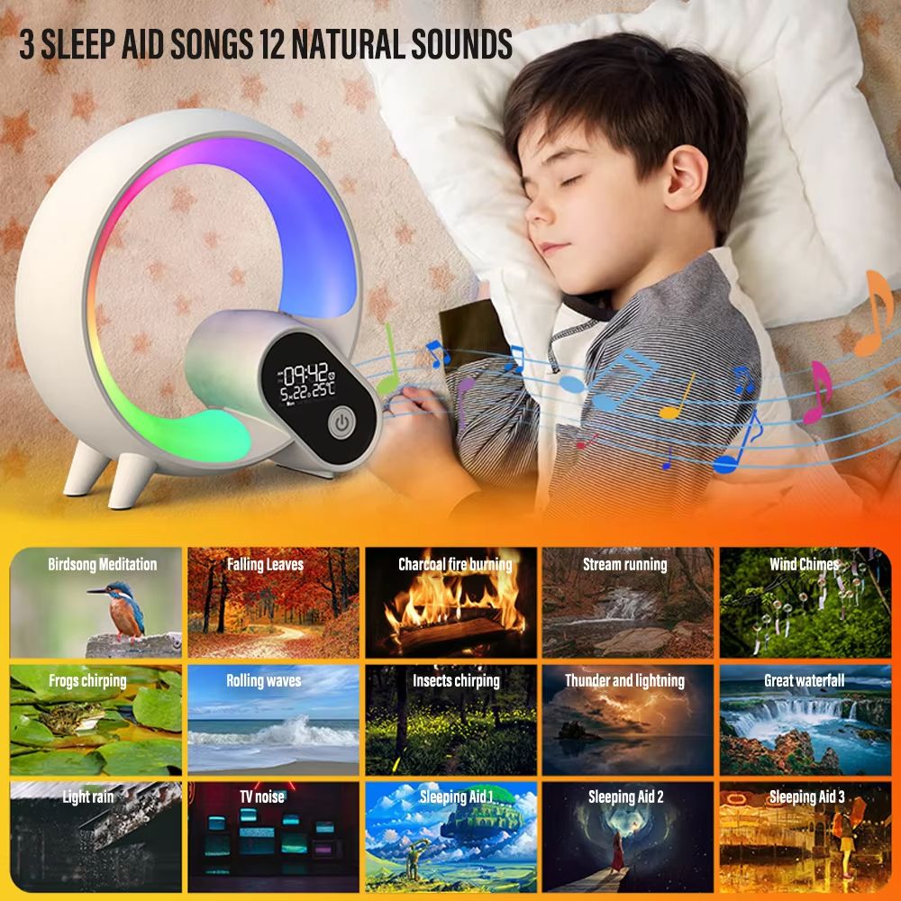 Smart LED Sunrise Alarm Clock With Bluetooth Speaker  WakeUp Light White Noise App  Remote Control 3