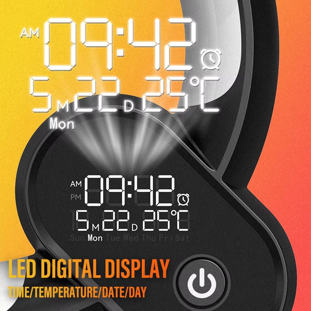 Smart LED Sunrise Alarm Clock With Bluetooth Speaker  WakeUp Light White Noise App  Remote Control 4