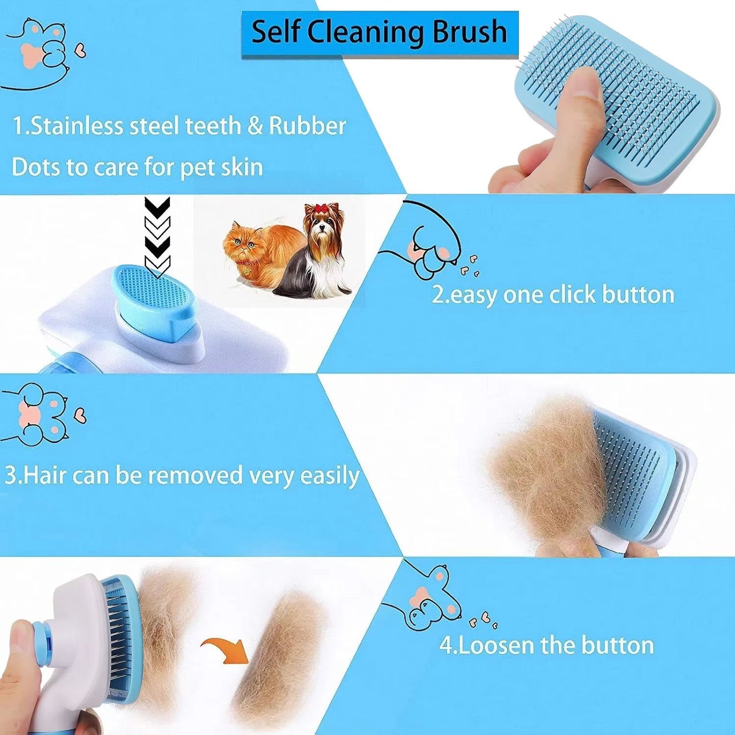 Premium Pet Hair Remover Brush  Long Hair Grooming Comb 7