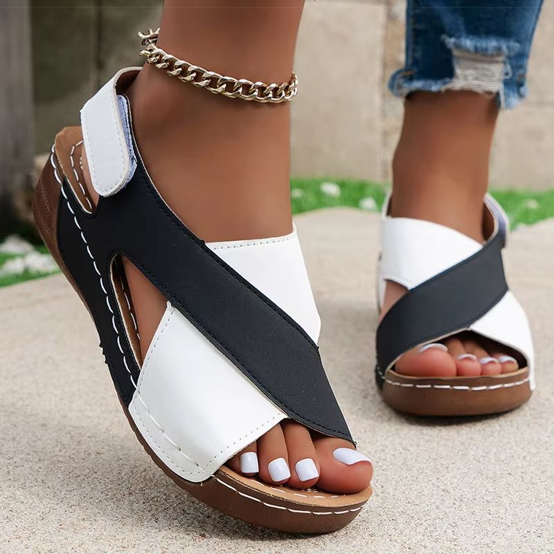 Elegant Comfort Womens Peep Toe Wedge Sandals Lightweight Summer Footwear