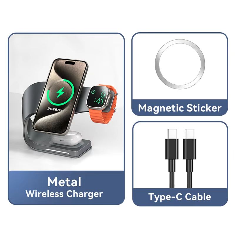 Premium 4 In 1 Magnetic Charging Station For IPhone AirPods Apple Watch 0