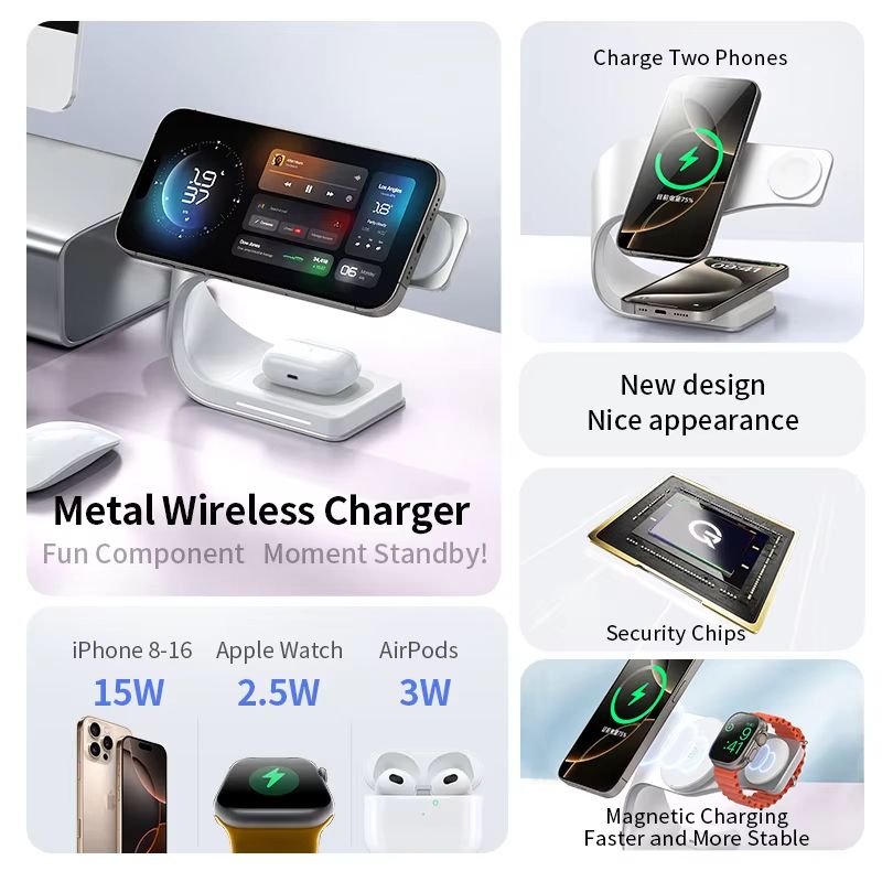 Premium 4 In 1 Magnetic Charging Station For IPhone AirPods Apple Watch 3