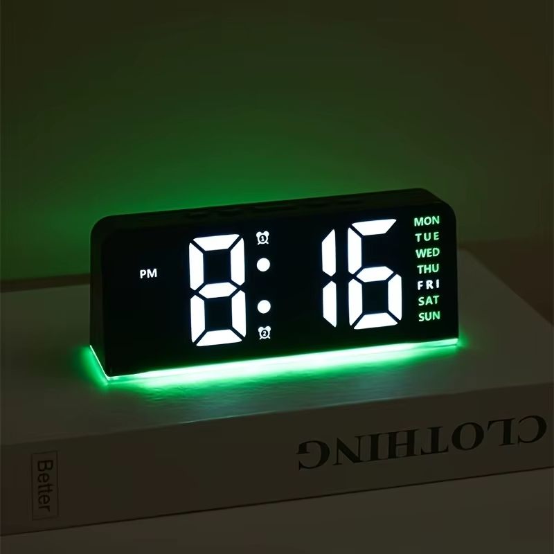 Modern LED Digital Alarm Clock With Temperature Display And Night Light  Sleek Desktop Clock For Be