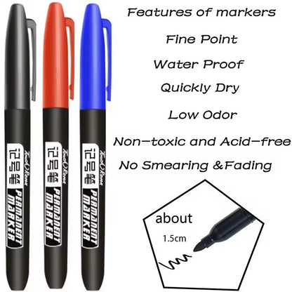 Permanent Marker Pen Set – Waterproof Ink Sketch Markers for Art and School