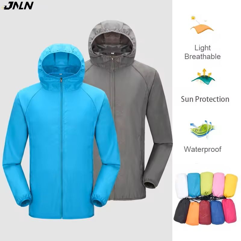 Lightweight Waterproof Camping Jacket with Hood and Pocket