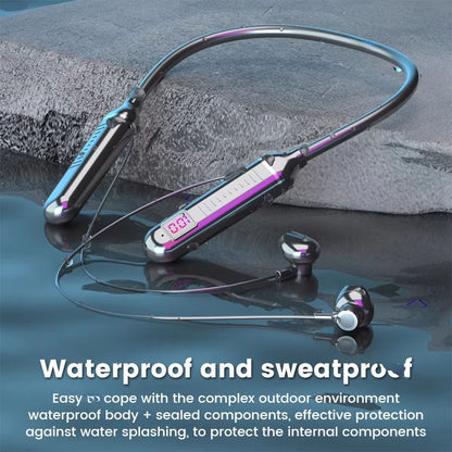 Wireless Neckband Earphones 53  Waterproof Magnetic Sports Headset With LED Display  Stereo Sound 5