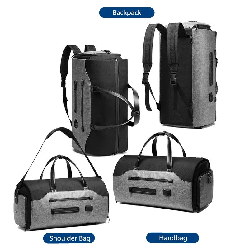 Multifunction Garment Bag for Men, Large Capacity Suit Storage Luggage Handbag with Waterproof Travel Duffel & Shoes