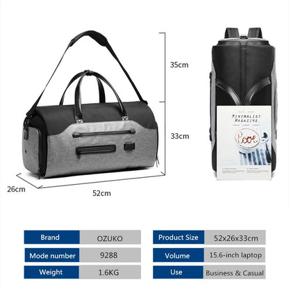 Multifunction Garment Bag for Men, Large Capacity Suit Storage Luggage Handbag with Waterproof Travel Duffel & Shoes