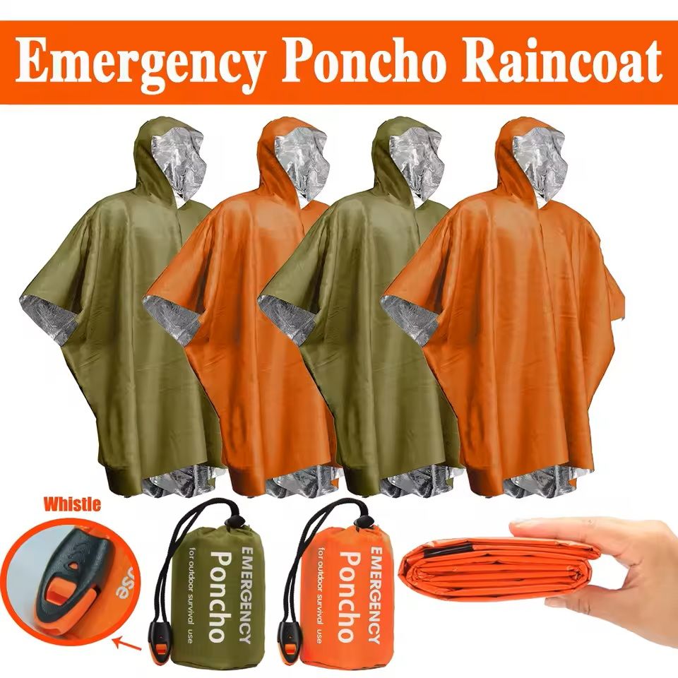 Emergency Waterproof Thermal Rain Poncho Blanket