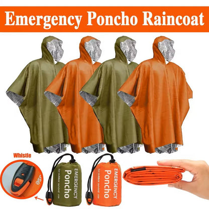 Emergency Waterproof Thermal Rain Poncho Blanket