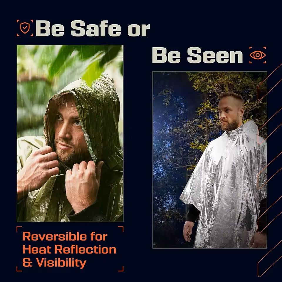 Emergency Waterproof Thermal Rain Poncho Blanket 3