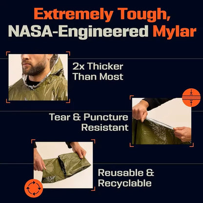 Emergency Waterproof Thermal Rain Poncho Blanket 4